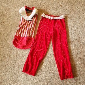 Junior's red costume body suit & pants Halloween Dance hair accessory